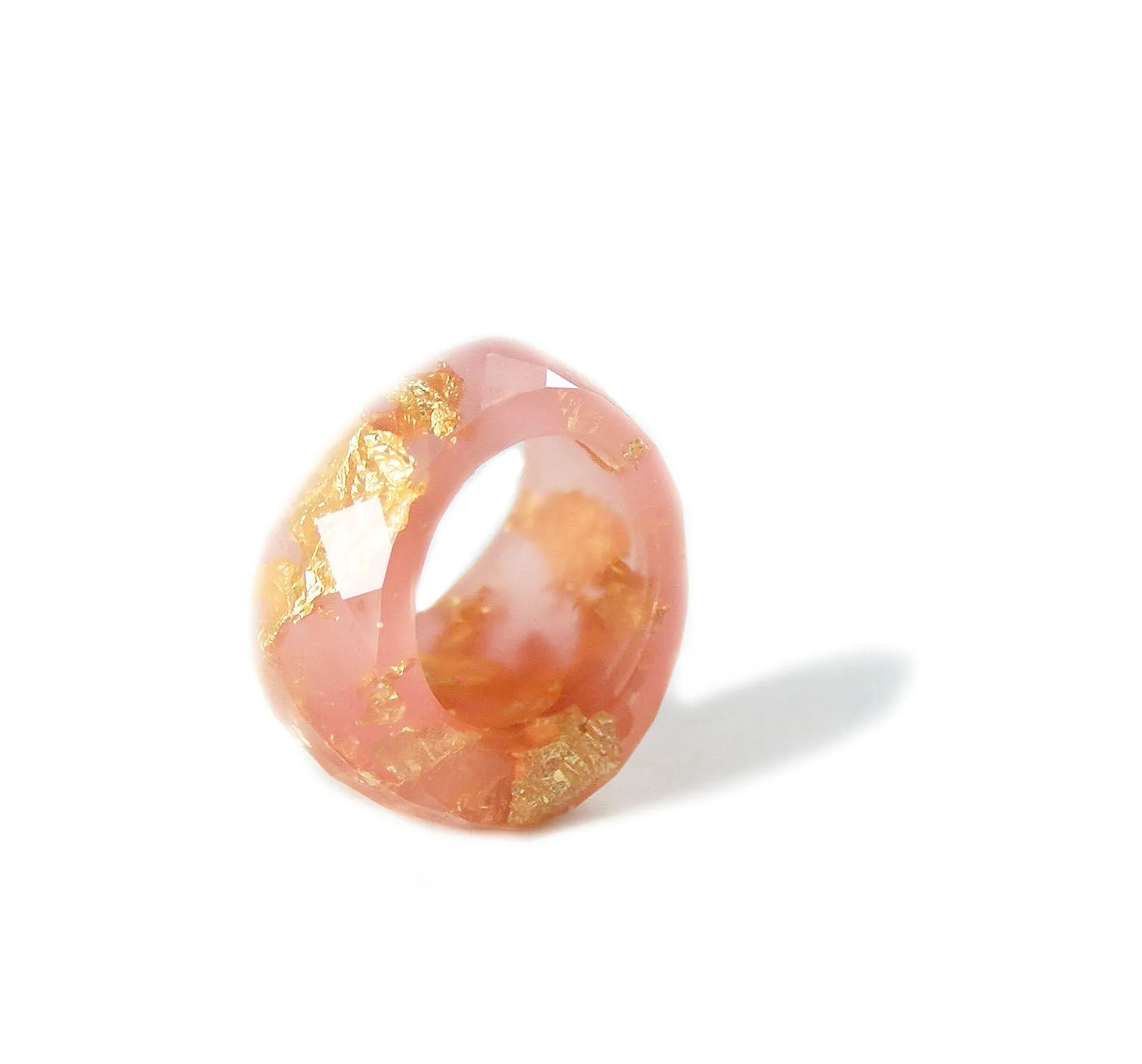 Rose Pink Gold Flake Ring, Sizes 6-9