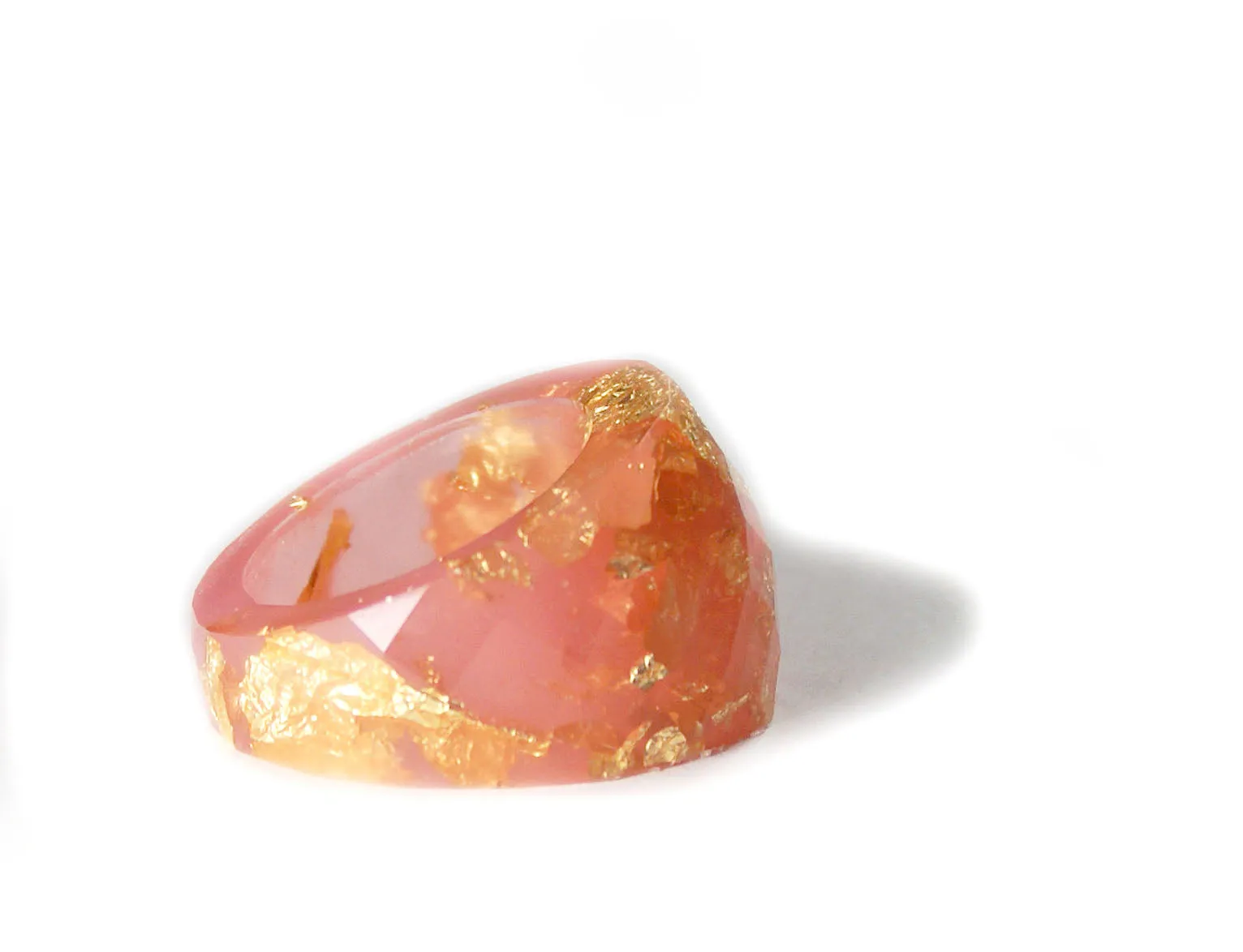 Rose Pink Gold Flake Ring, Sizes 6-9