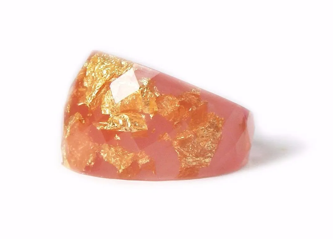 Rose Pink Gold Flake Ring, Sizes 6-9