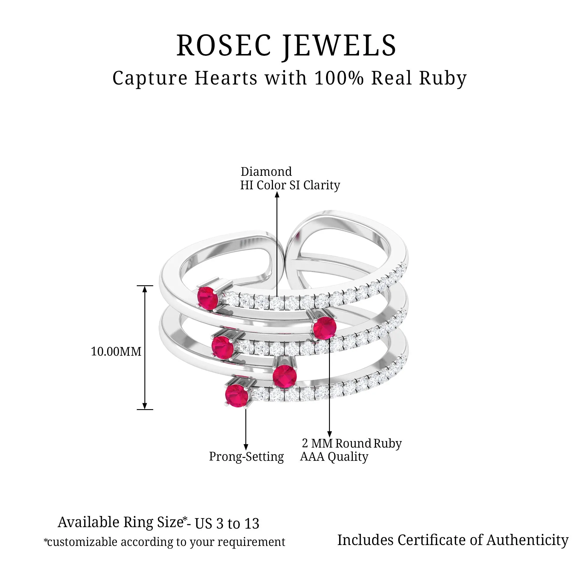 Round Ruby and Diamond Wrap Ring