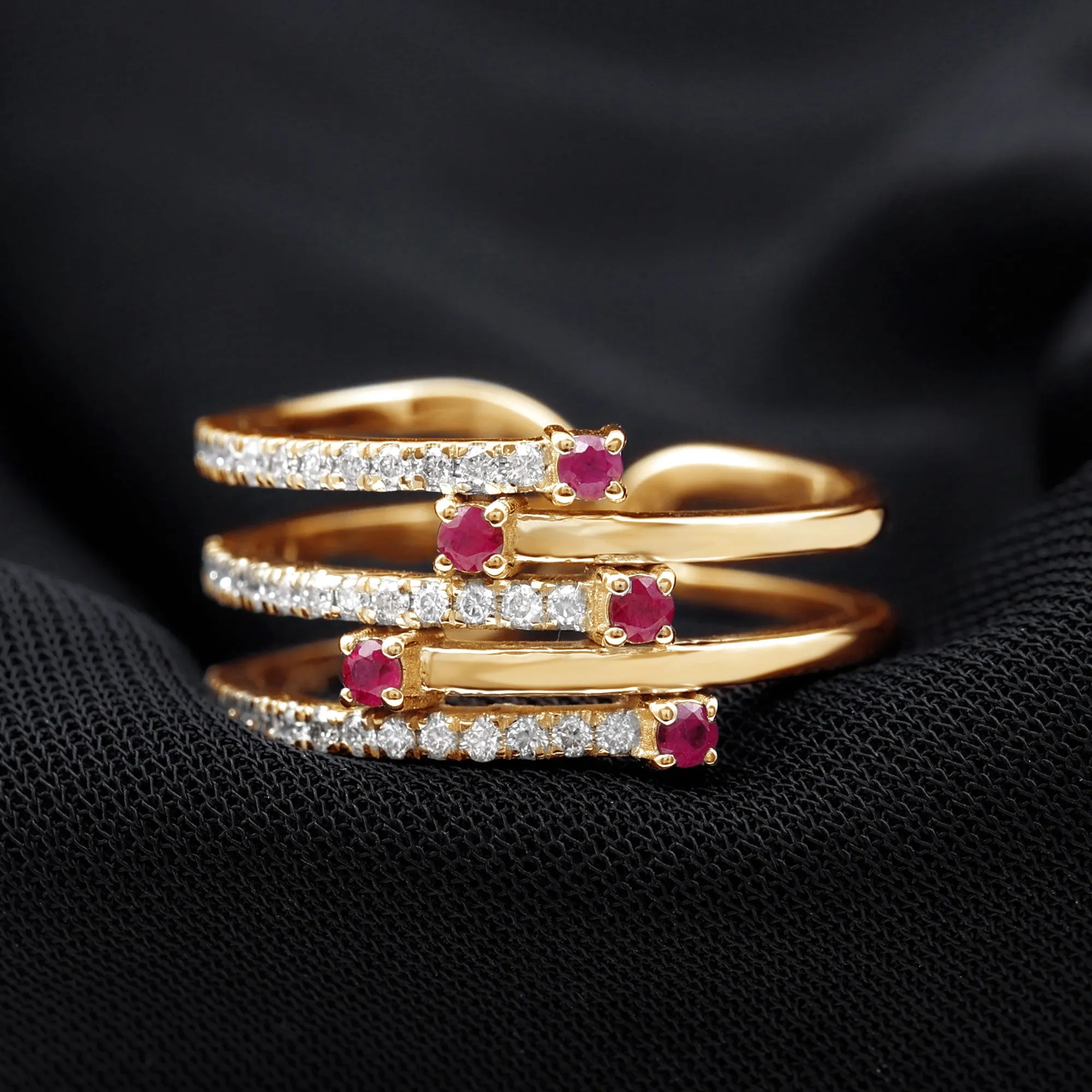 Round Ruby and Diamond Wrap Ring