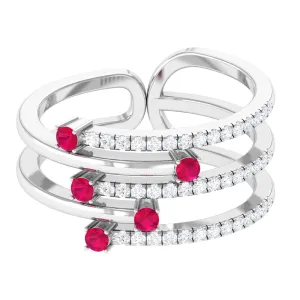 Round Ruby and Diamond Wrap Ring