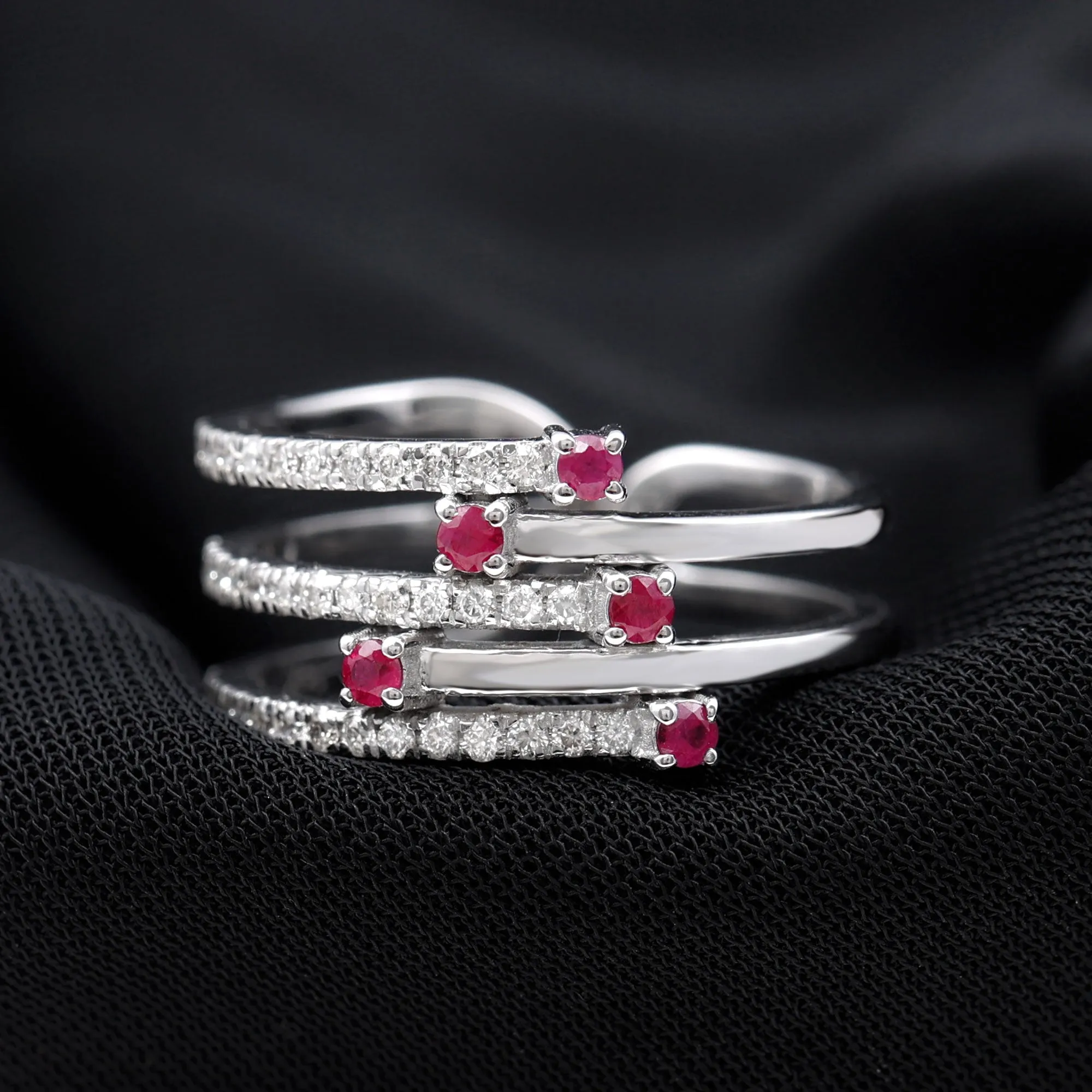 Round Ruby and Diamond Wrap Ring