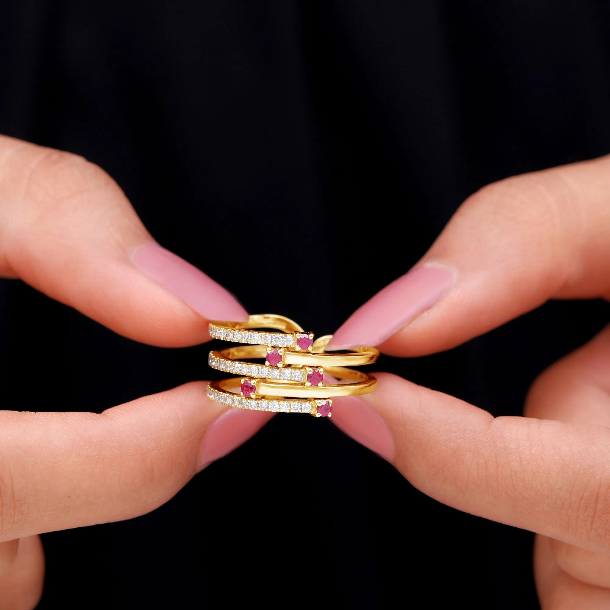 Round Ruby and Diamond Wrap Ring