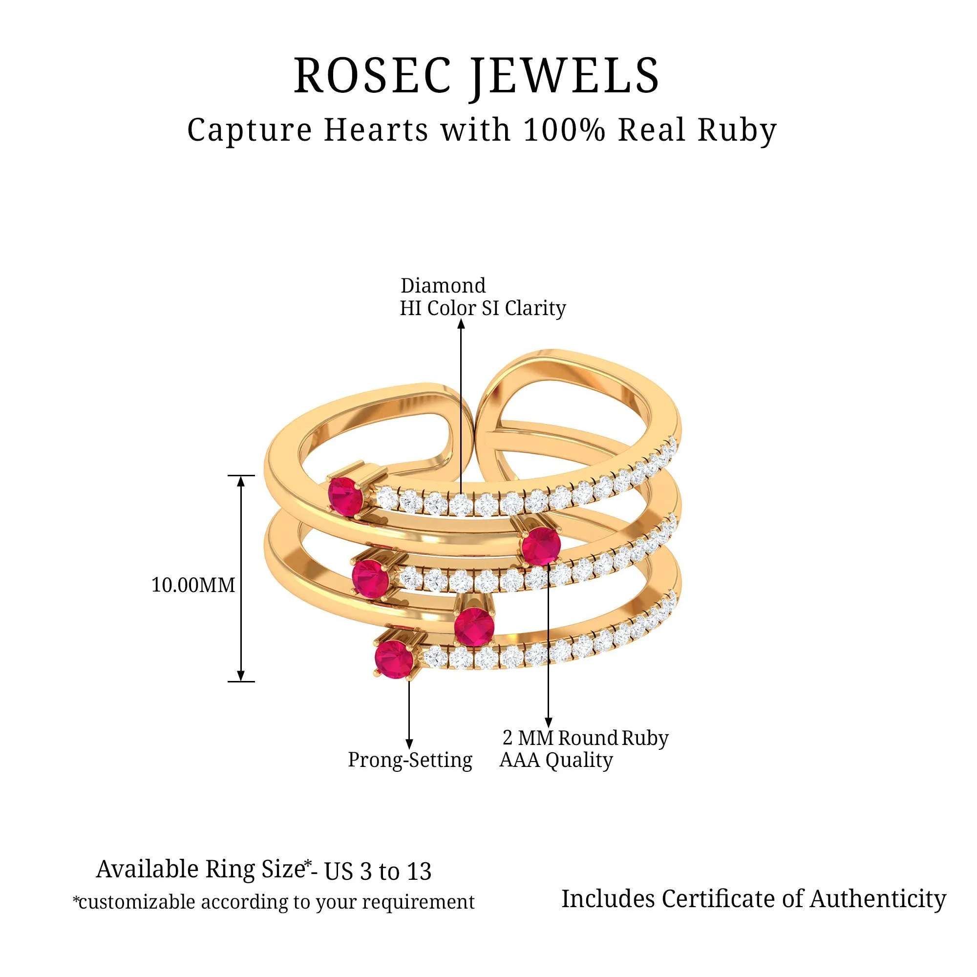 Round Ruby and Diamond Wrap Ring