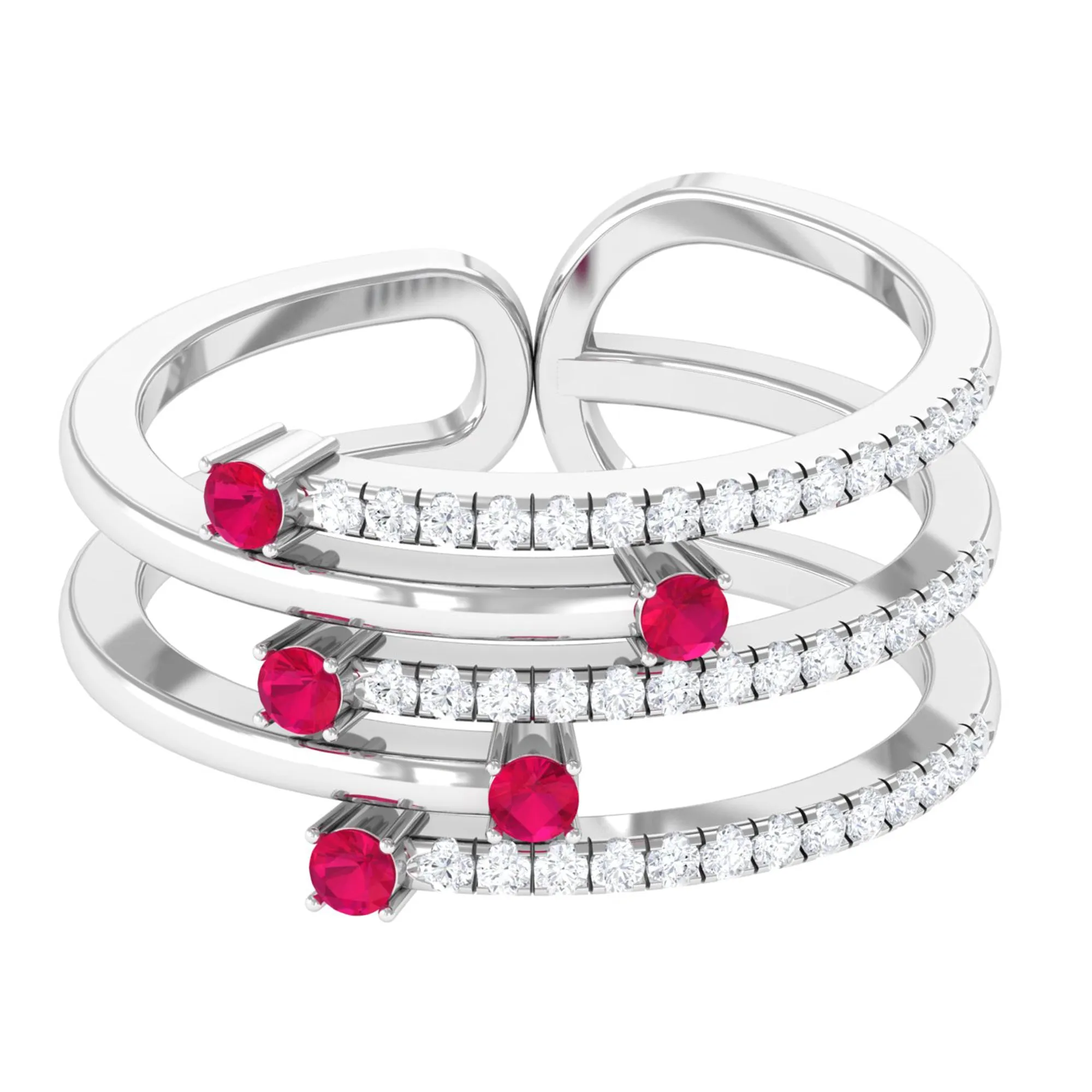 Round Ruby and Diamond Wrap Ring