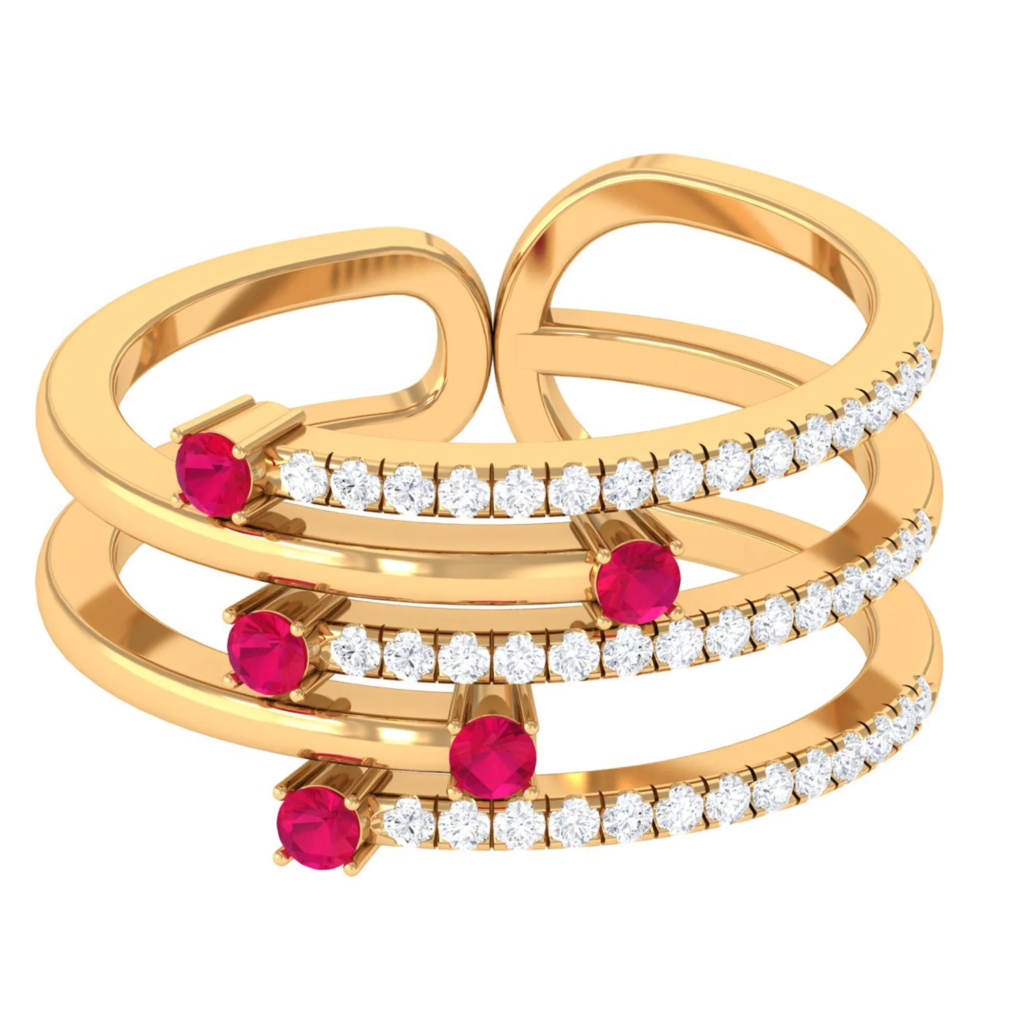 Round Ruby and Diamond Wrap Ring