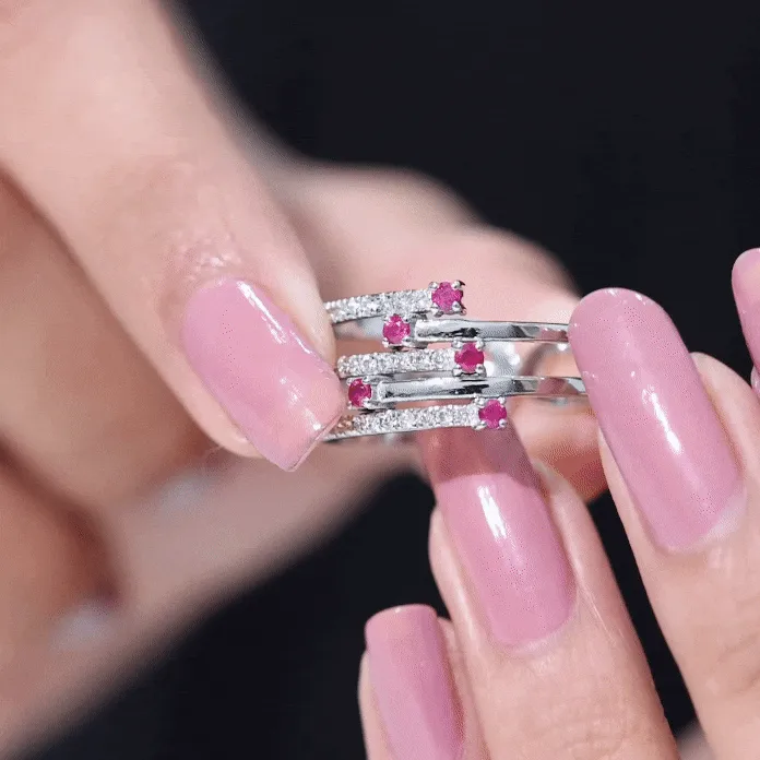 Round Ruby and Diamond Wrap Ring