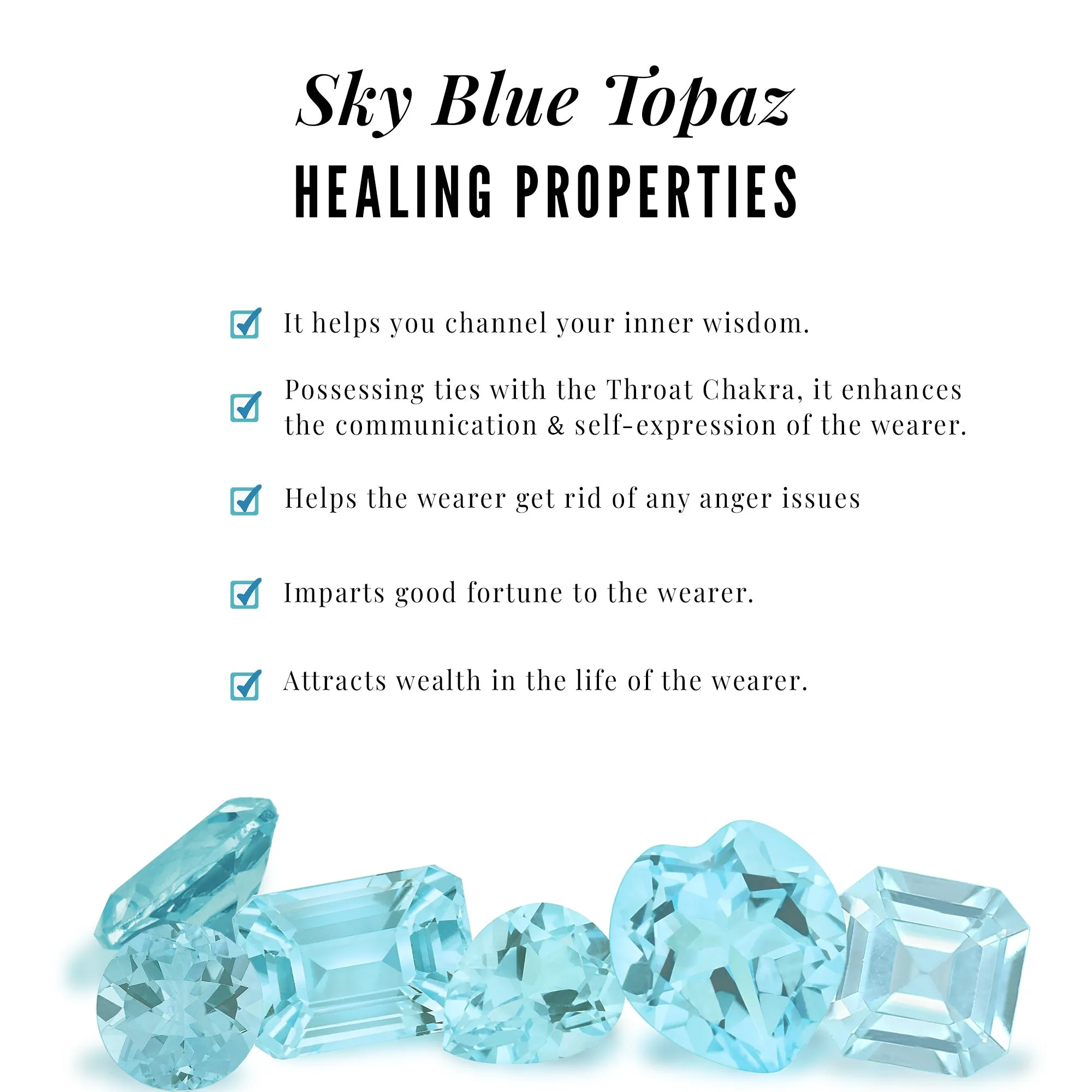 Round Sky Blue Topaz Statement Engagement Ring with Moissanite Floral Halo