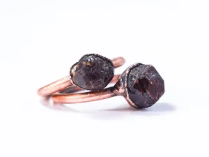 SALE Raw garnet ring | Deep Red Garnet ring