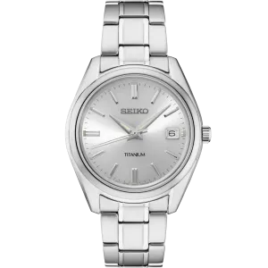 Seiko Essentials SUR369 Titanium Silver Sunray Dial 10 ATM Water Resistant 40.2mm Men's Watch