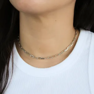 Silver Medium Paperclip Chain Choker