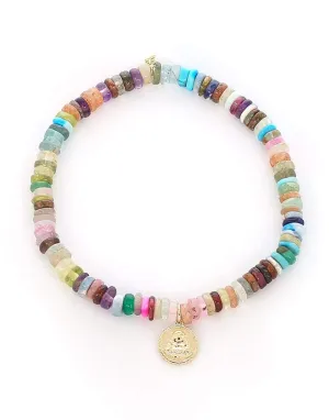 Sitting Buddha Charm on Multi Opal Bracelet