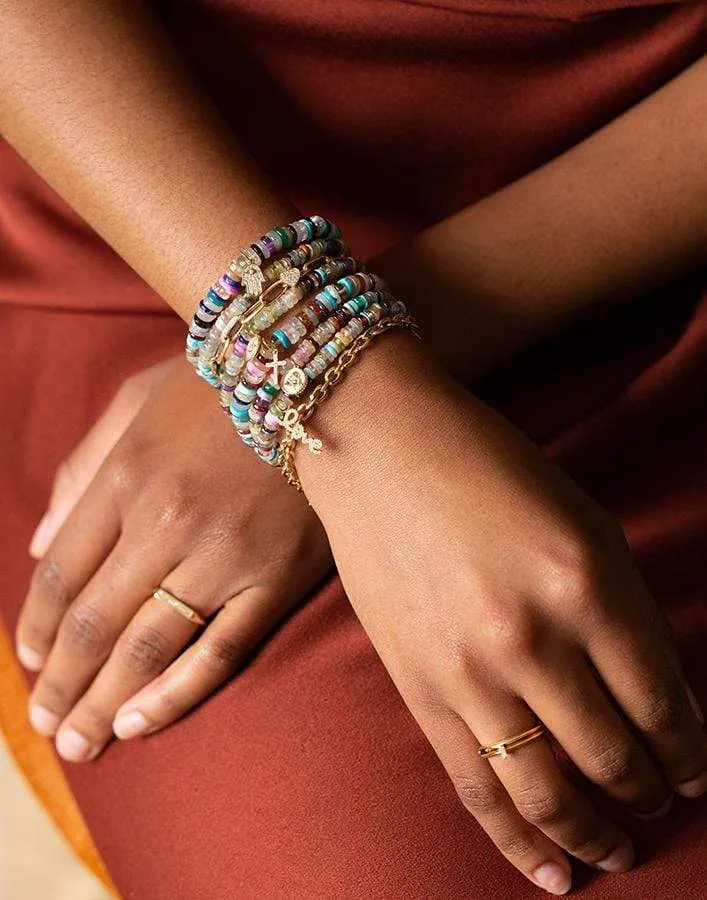Sitting Buddha Charm on Multi Opal Bracelet