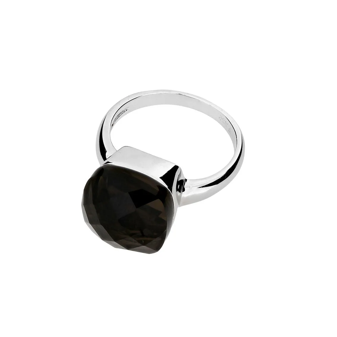 Smoky Quartz Square Cocktail Ring