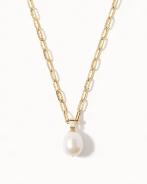Solid Gold Pearl Chain Necklace