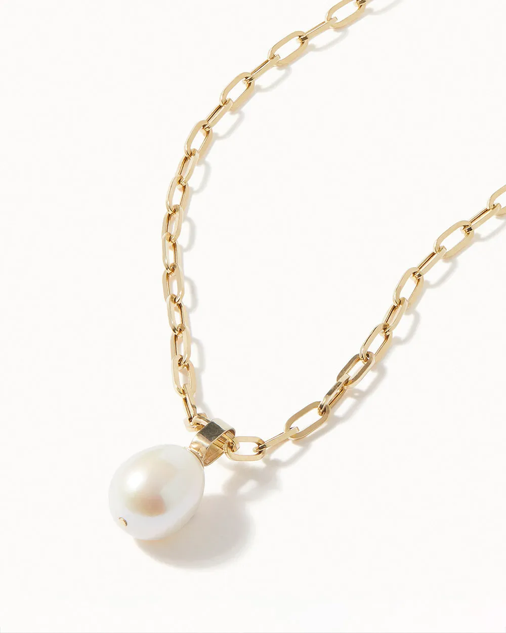 Solid Gold Pearl Chain Necklace