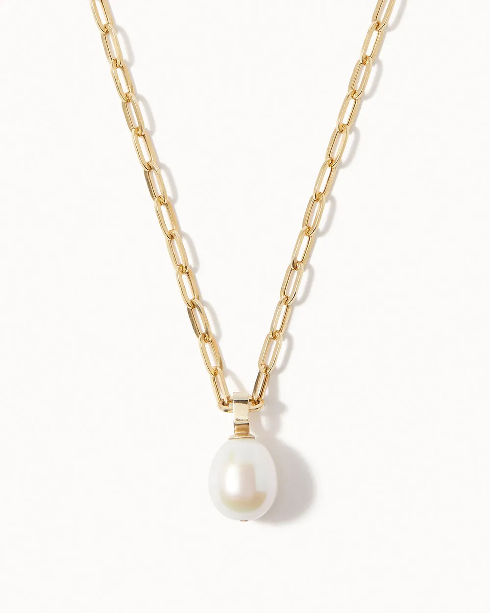 Solid Gold Pearl Chain Necklace