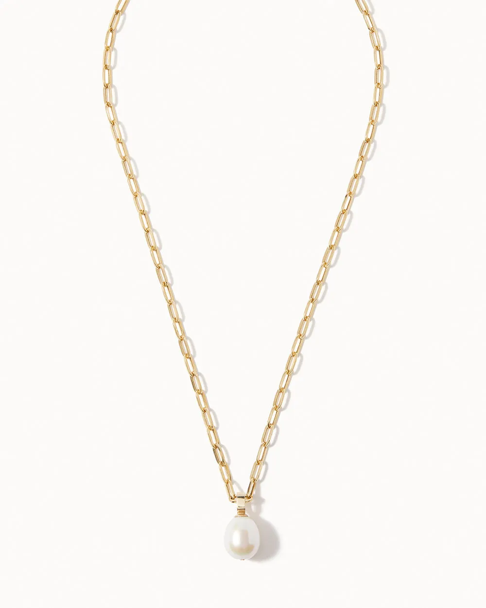 Solid Gold Pearl Chain Necklace