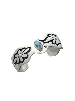 Stamped Sterling Silver Golden Hills Turquoise Stone Cuff Bracelet