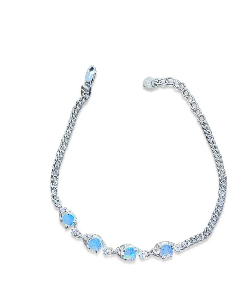 Sterling silver bracelet with 4 Australian white Opal