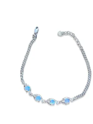 Sterling silver bracelet with 4 Australian white Opal