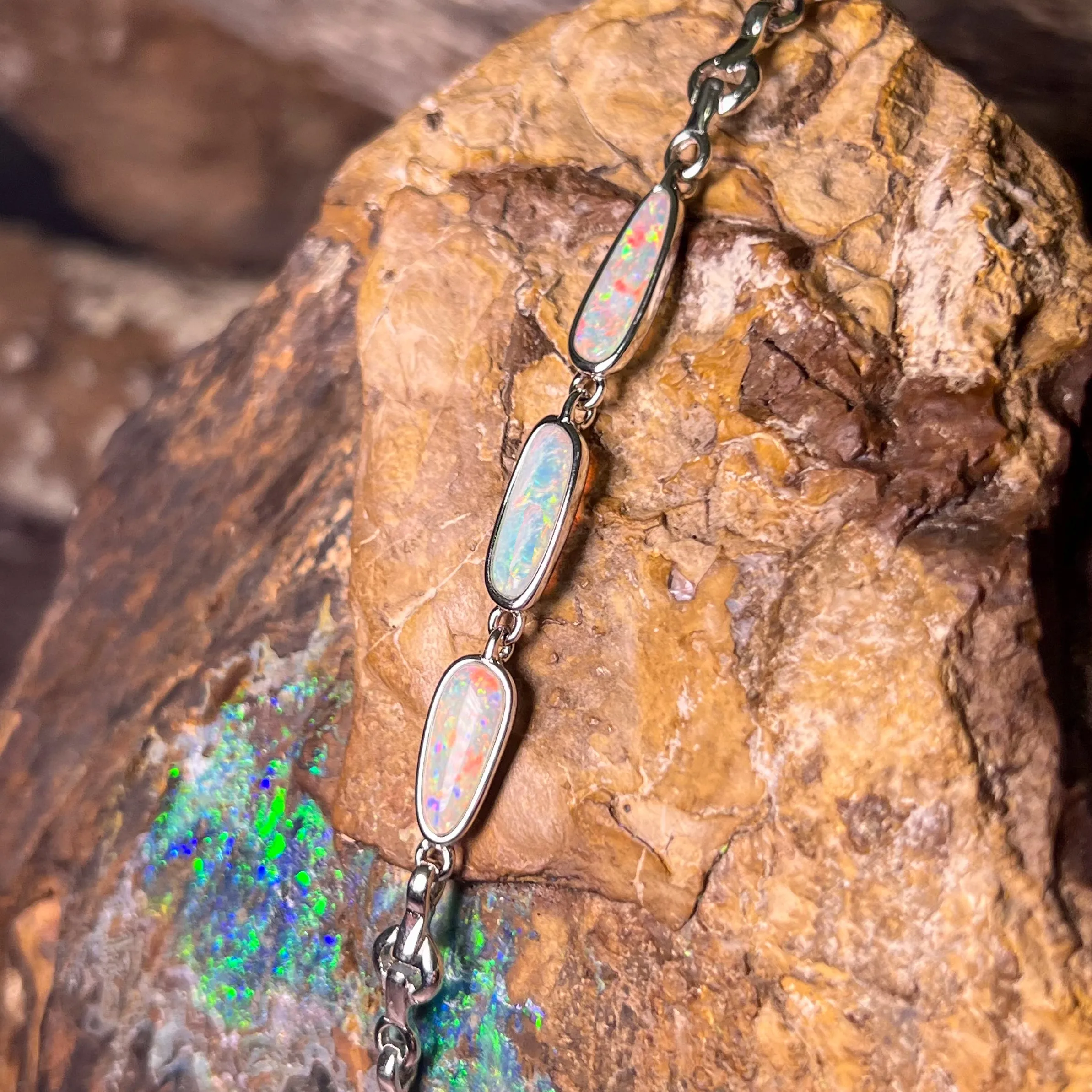 Sterling Silver freeform Light Opal bracelet