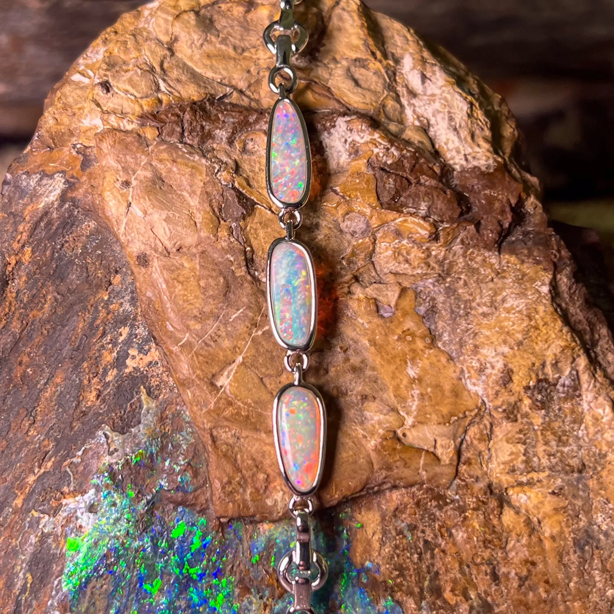 Sterling Silver freeform Light Opal bracelet