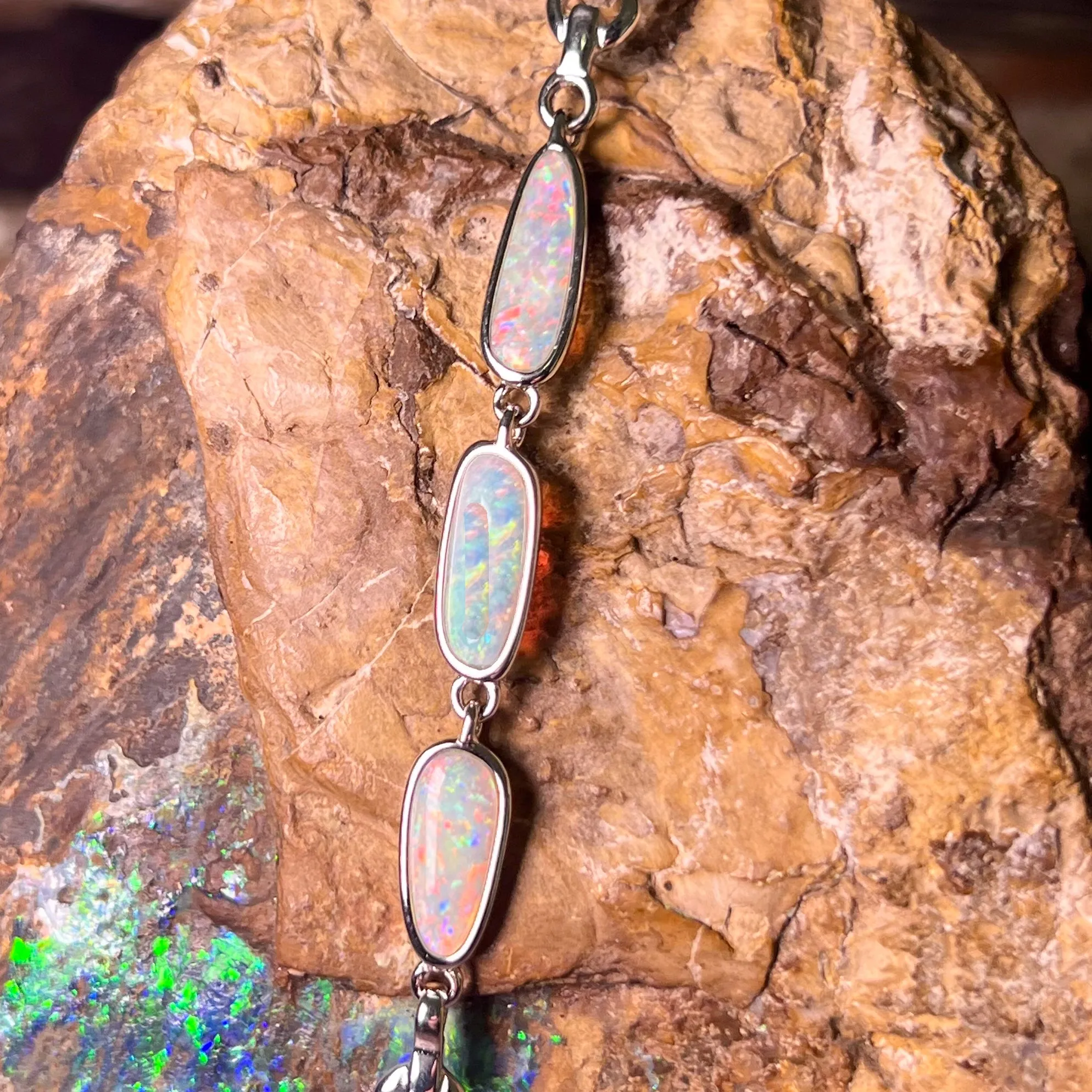 Sterling Silver freeform Light Opal bracelet
