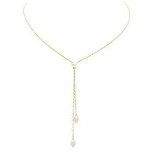 Sterling Silver Gold Plated Pearl Lariat Necklace