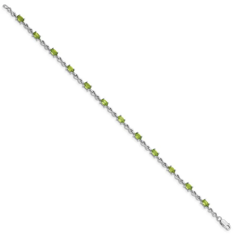 Sterling Silver Rhodium-plated Peridot Bracelet QX840PE