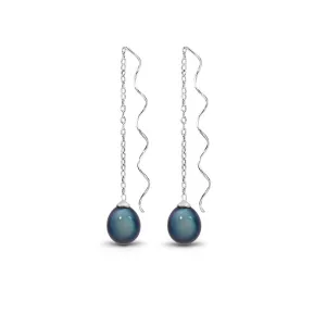 STG TWIIRL THREAD WITH FW PEARL Dyed Black (7-7.5mm) Drop Earrings STG TWIIRL THREAD WITH FW PEARL Dyed Black (7-7.5mm) Drop Earrings