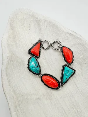 Tana Orange and Turquoise Toggle Bracelet