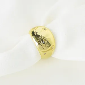 Textured Evil Eye Gold Ring