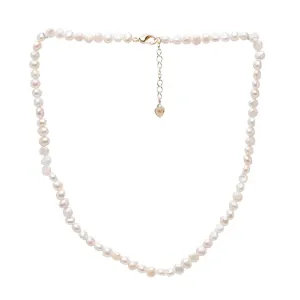 TreasureBay Womens Girls 3-4mm Baroque Pearl Necklace Choker with Extender