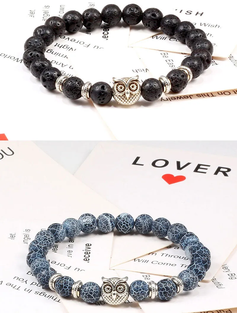 Turquoise Beaded Owl Yoga Bracelet