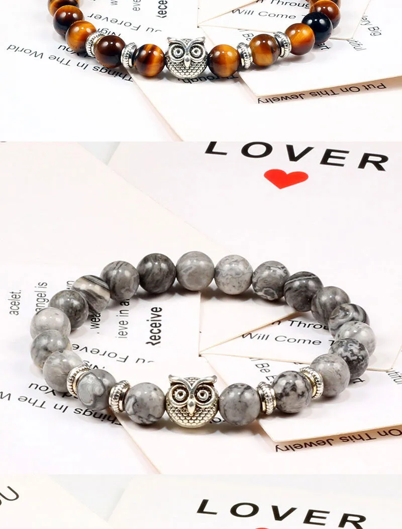 Turquoise Beaded Owl Yoga Bracelet