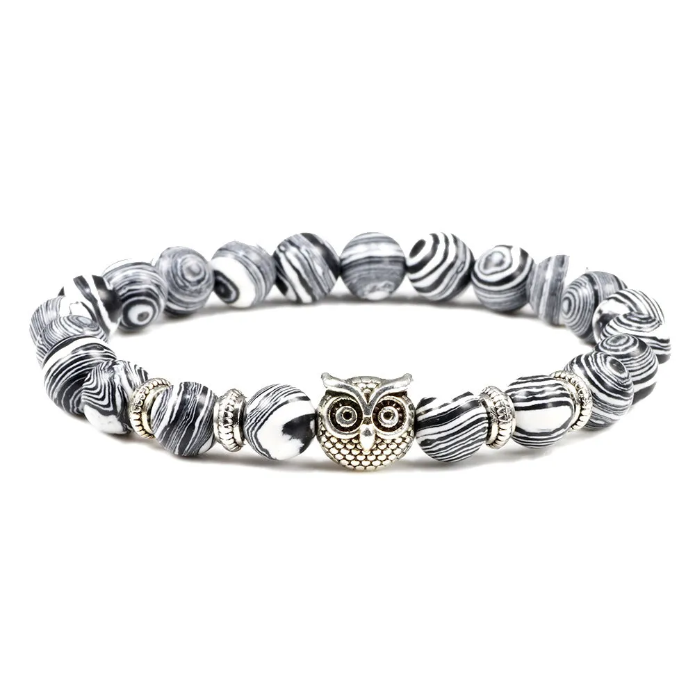 Turquoise Beaded Owl Yoga Bracelet