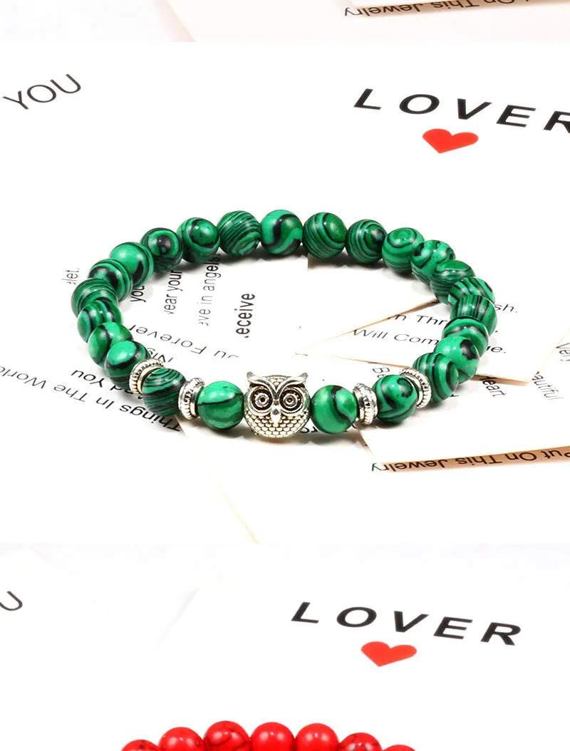 Turquoise Beaded Owl Yoga Bracelet