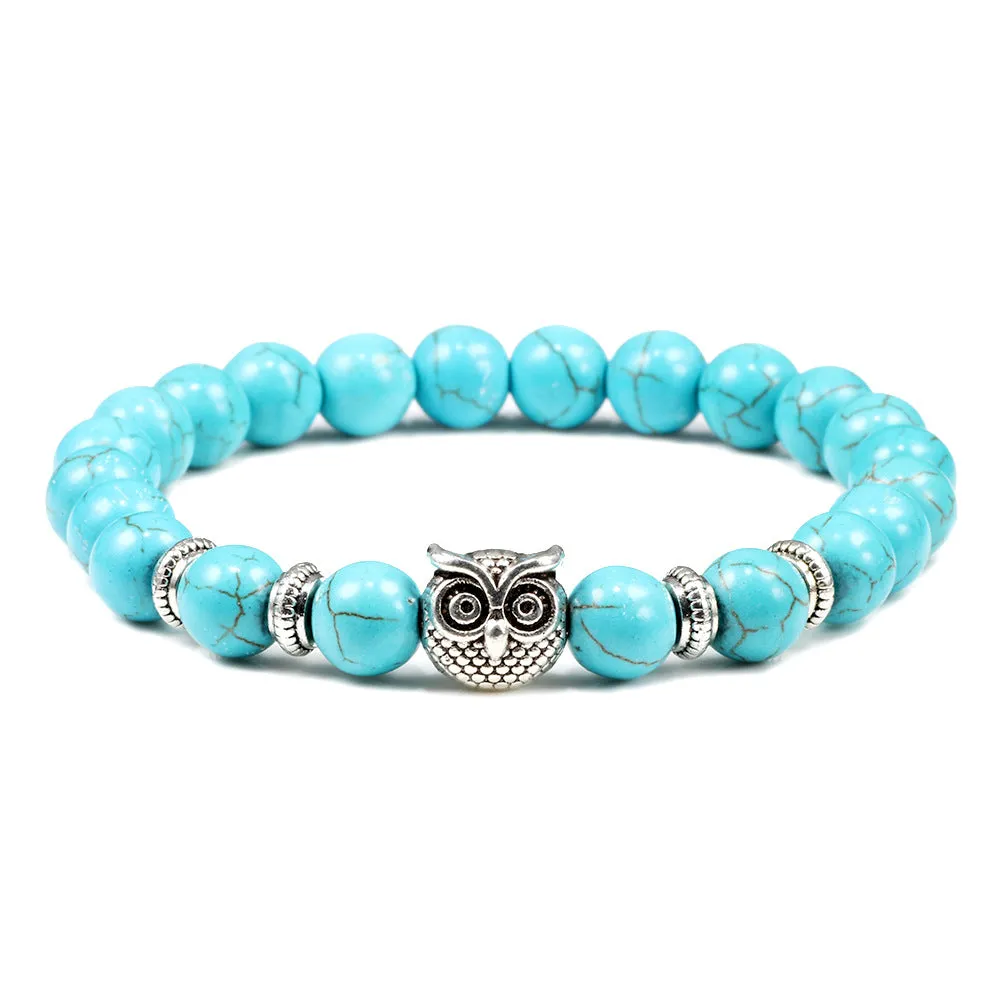 Turquoise Beaded Owl Yoga Bracelet