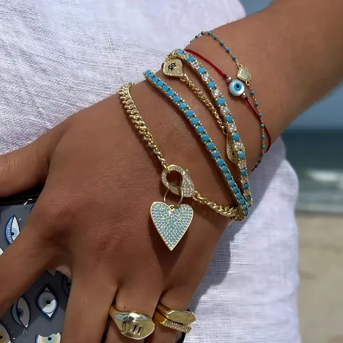 TURQUOISE / CLEAR TENNIS BRACELET