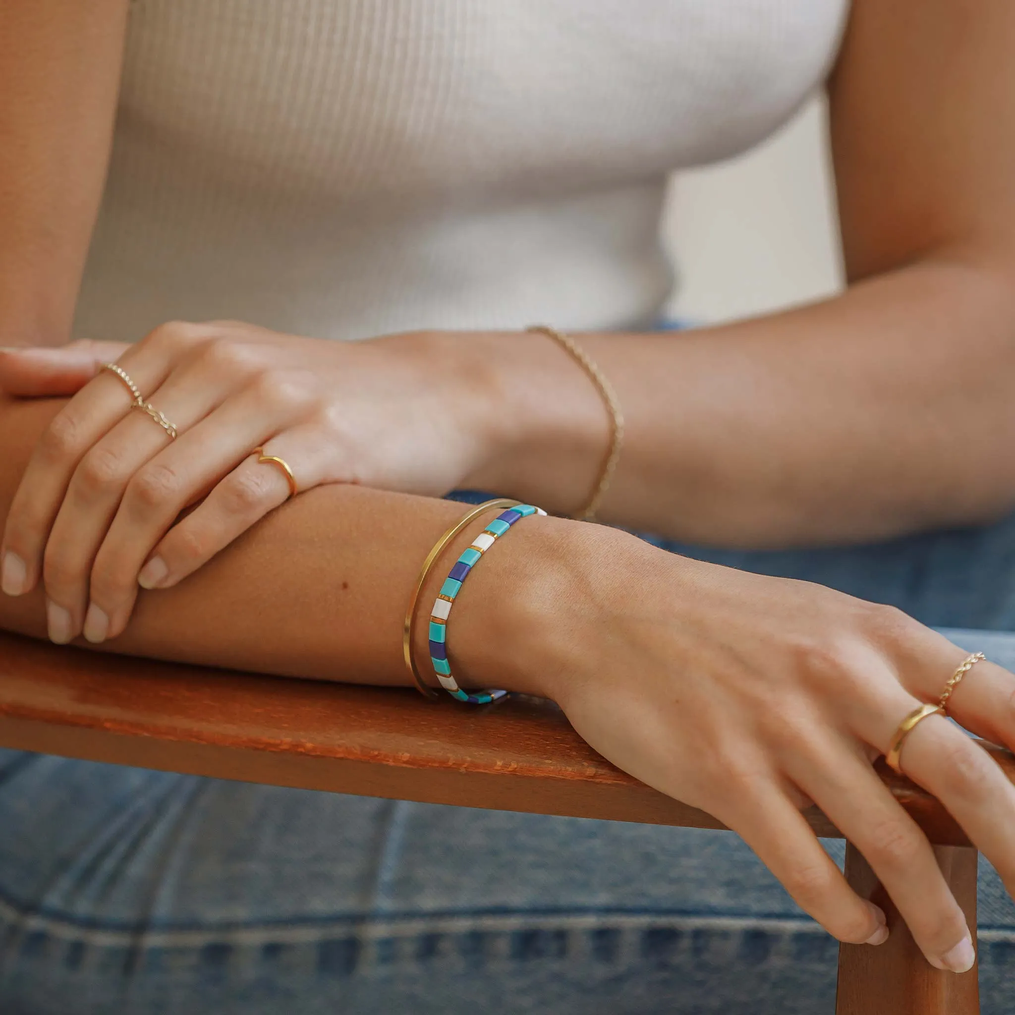 Turquoise Terrazzo Slider Bracelet