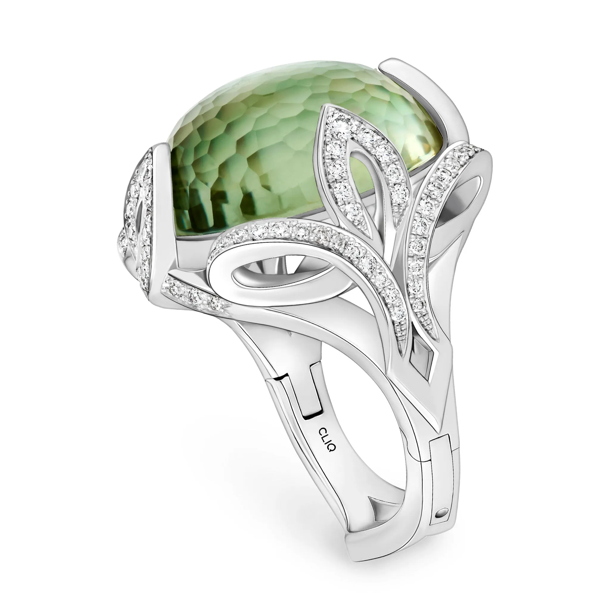 Verdana Prasiolite   Diamond Cocktail Ring