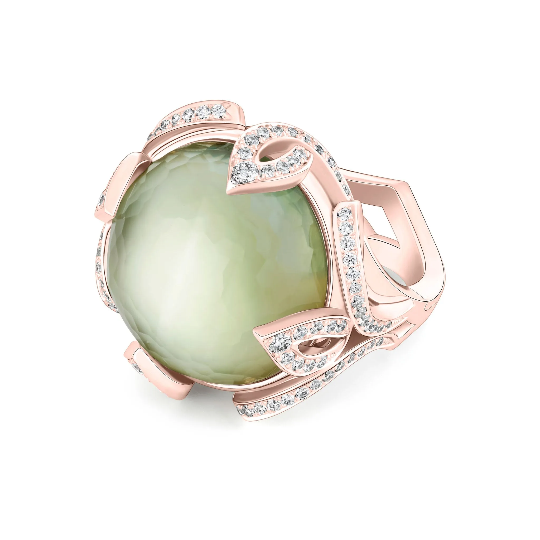 Verdana Prasiolite   Diamond Cocktail Ring