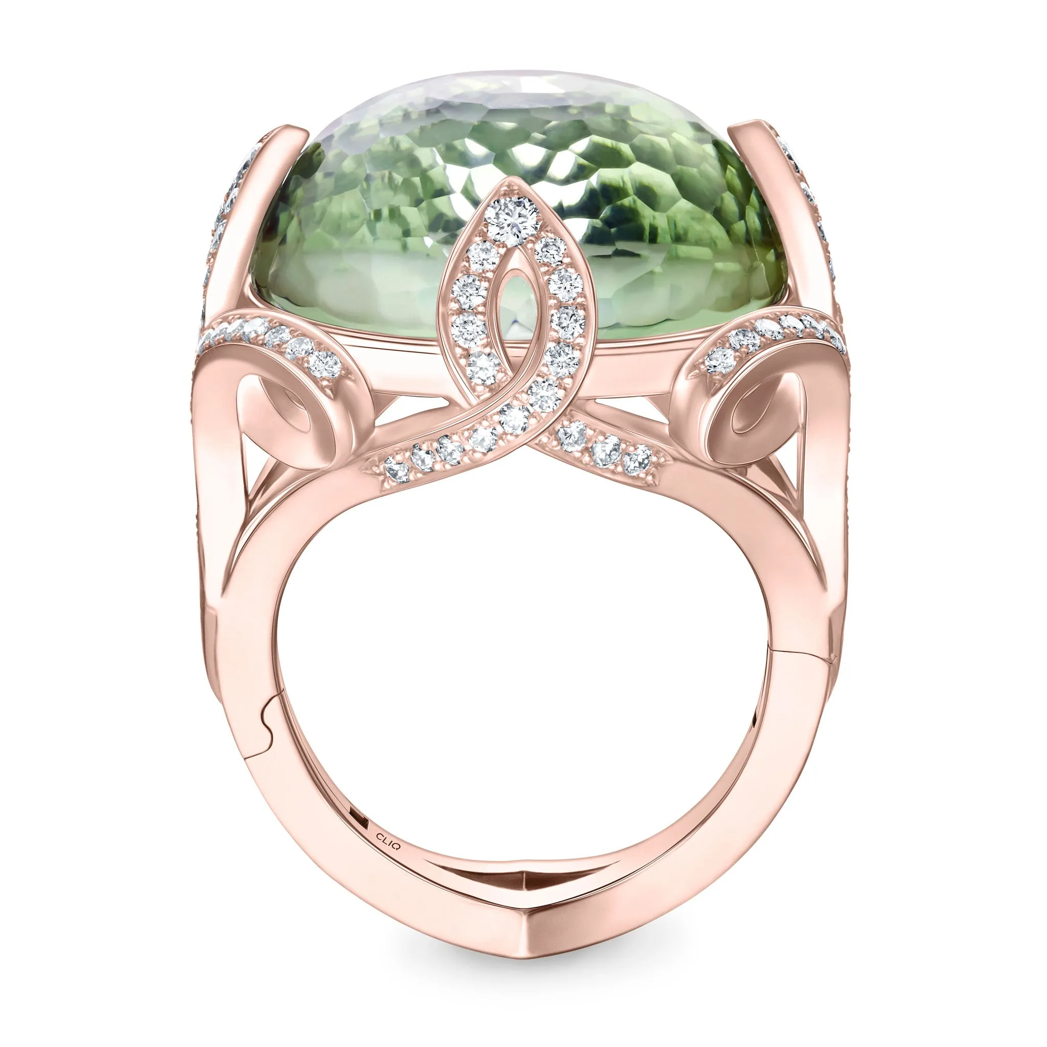 Verdana Prasiolite   Diamond Cocktail Ring
