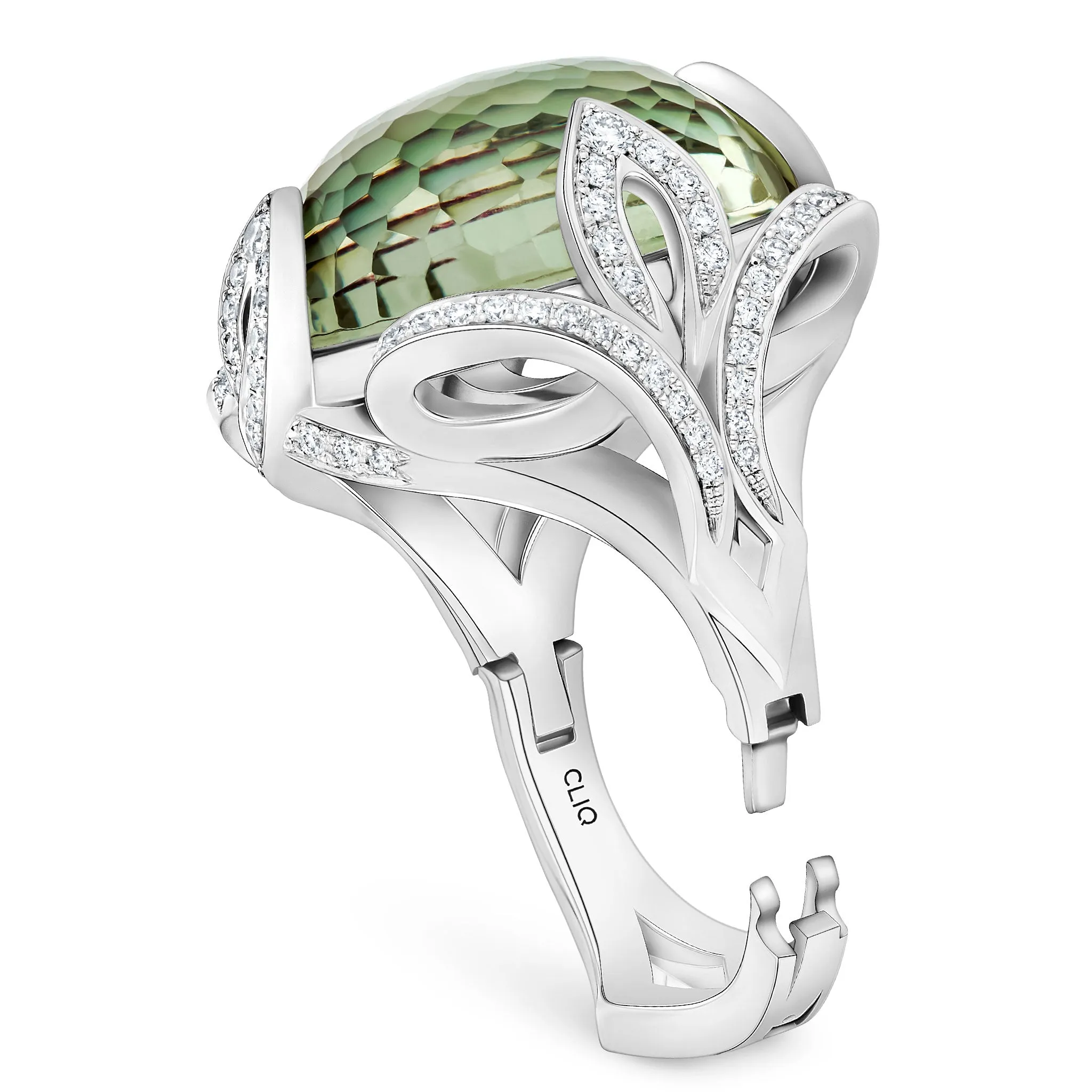 Verdana Prasiolite   Diamond Cocktail Ring