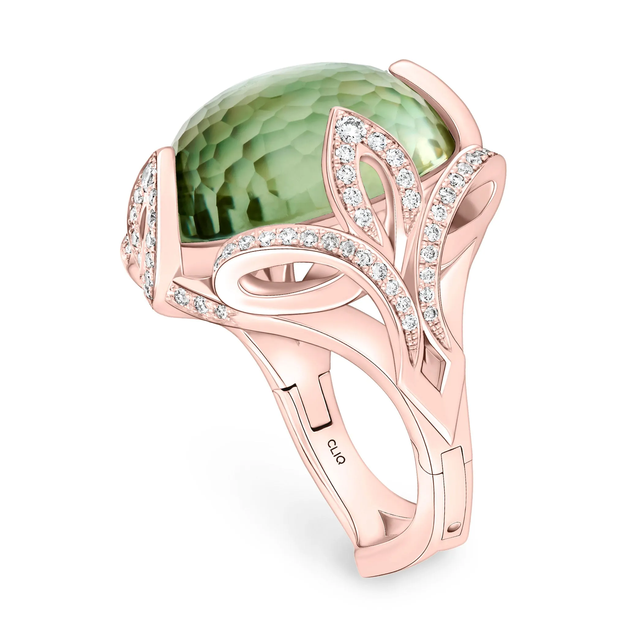 Verdana Prasiolite   Diamond Cocktail Ring