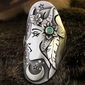 Vintage goddess side face Ring