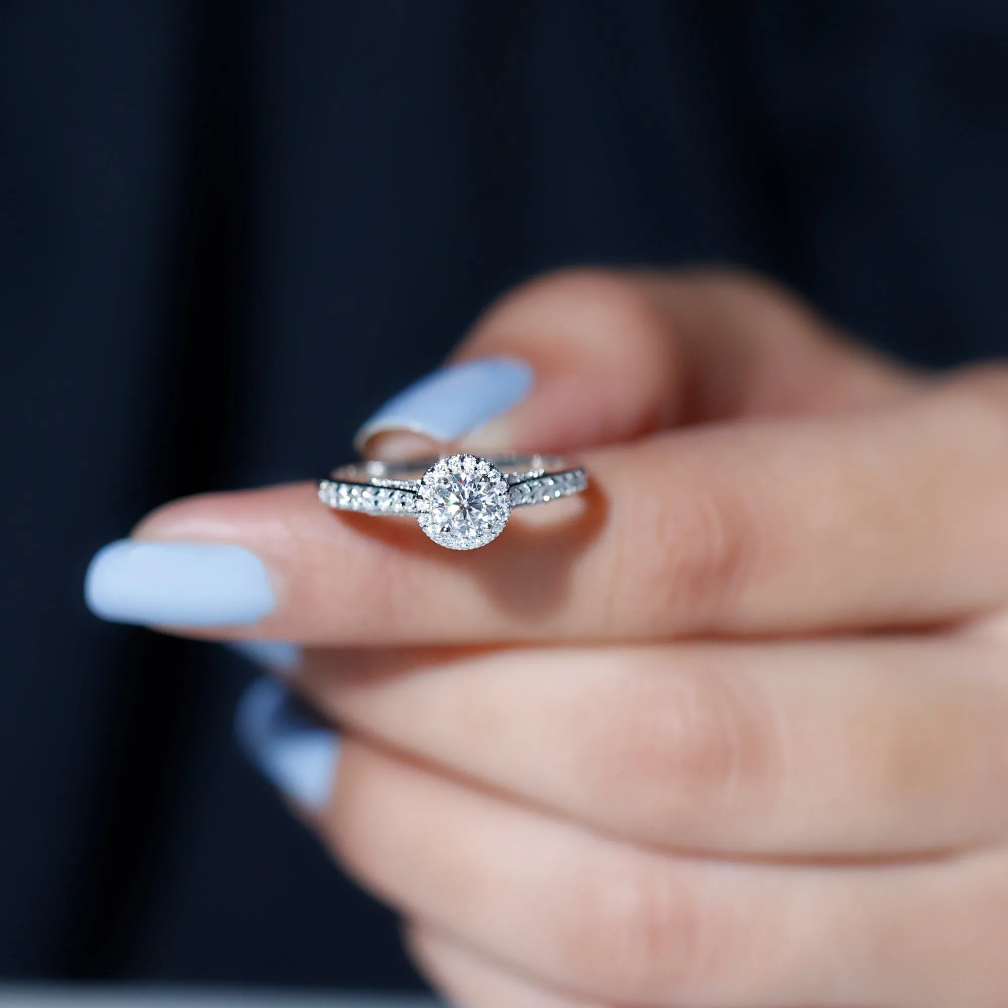 Vintage Moissanite Crown Engagement Ring