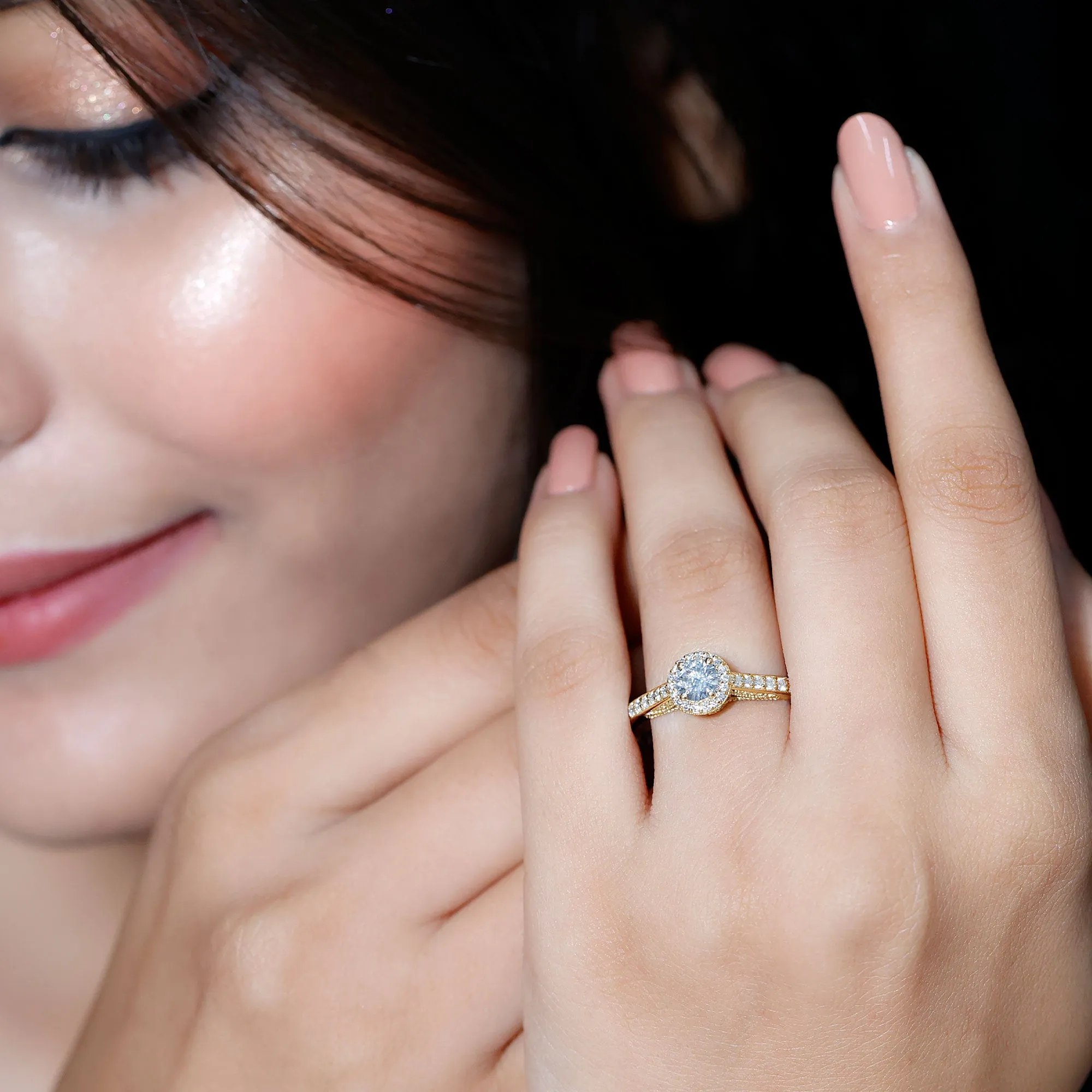 Vintage Moissanite Crown Engagement Ring
